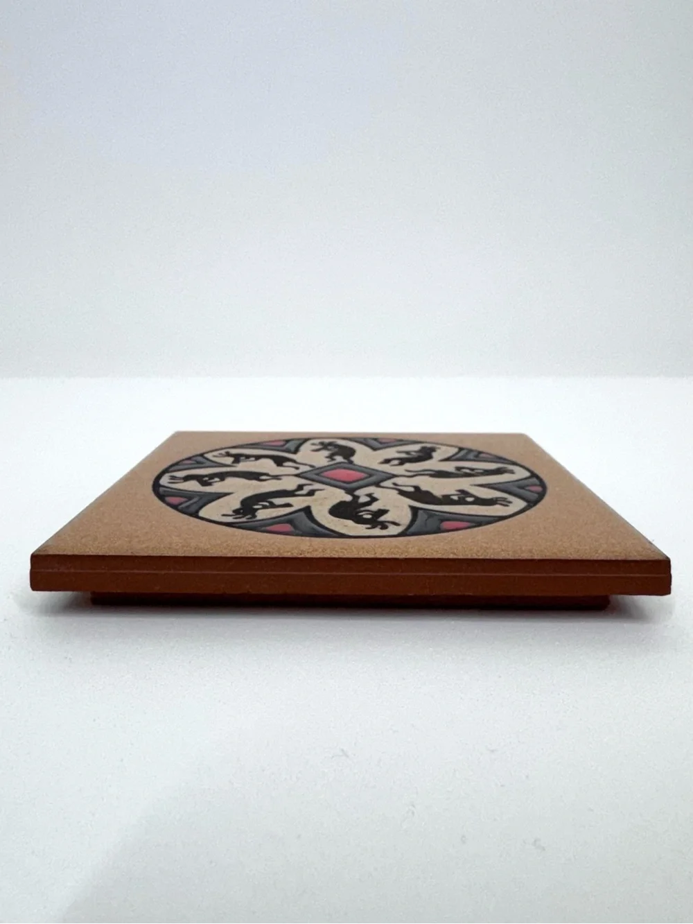 Teissedre Native Dancing Horn Circle Ceramic Coaster, Trivet, Wall Hang Optional